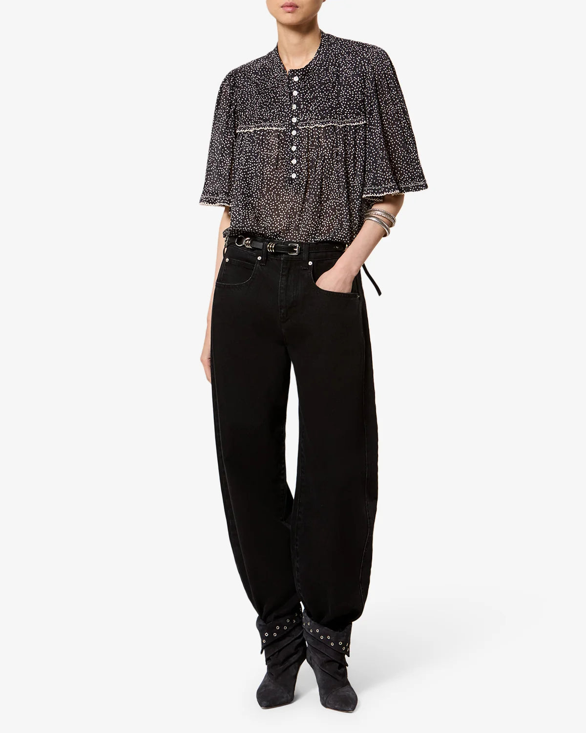 DOUNA TOP in Black/Ecru