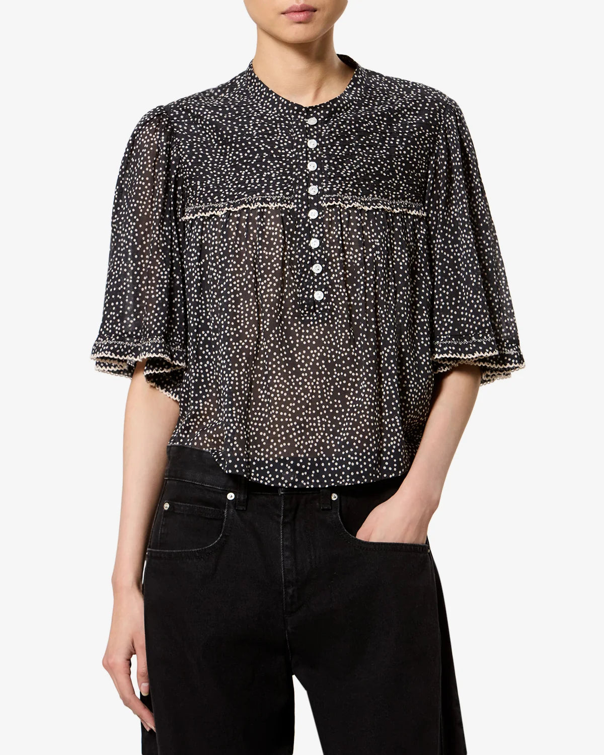 DOUNA TOP in Black/Ecru
