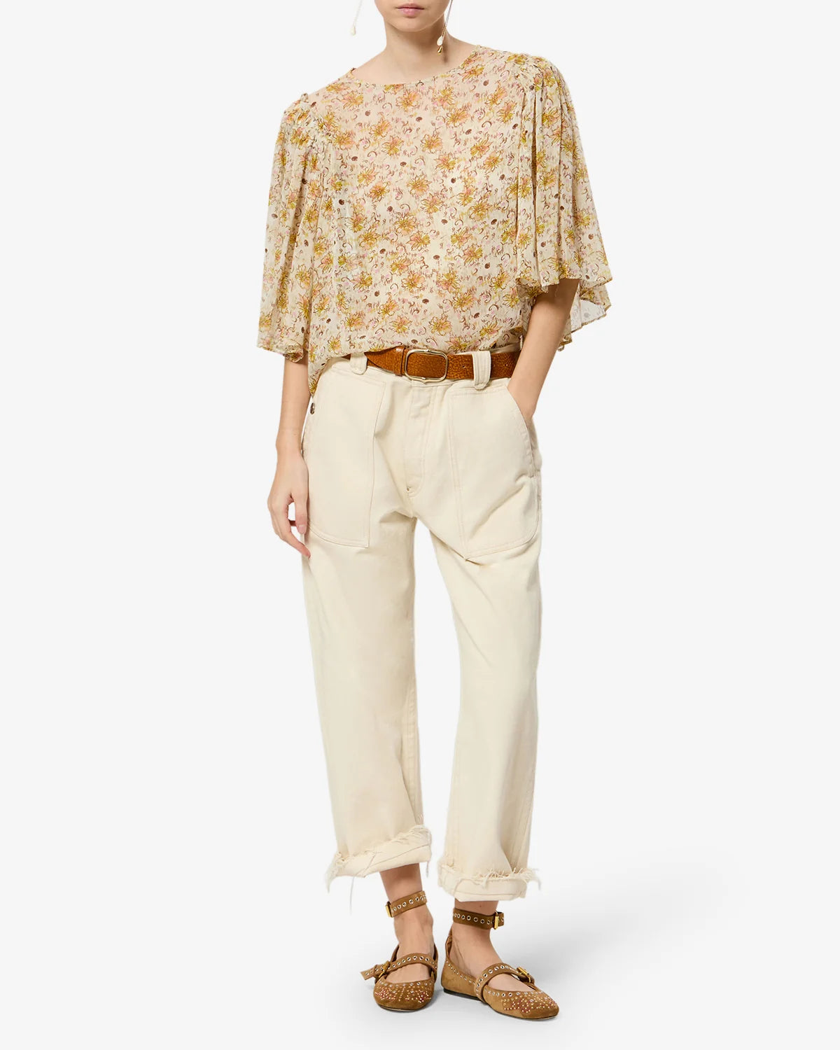 FLOMA TOP in Light Yellow/Ecru