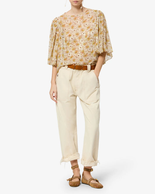 FLOMA TOP in Light Yellow/Ecru