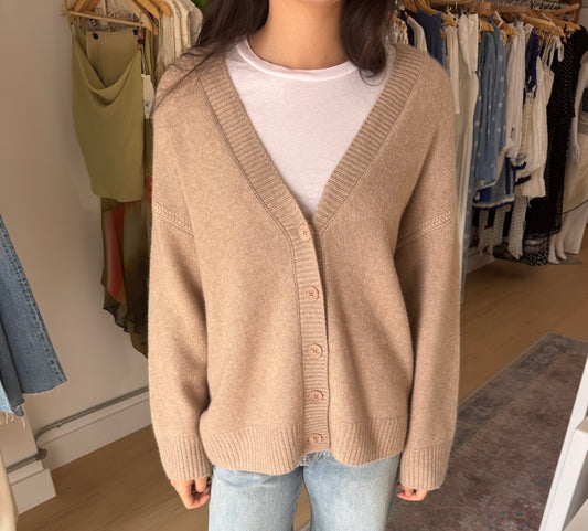 SIA RELAXED BUTTON UP CARDIGAN in Dune Heather