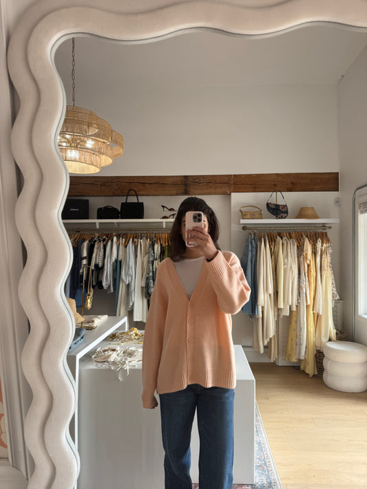 SIA RELAXED BUTTON UP CARDIGAN in Sherbet