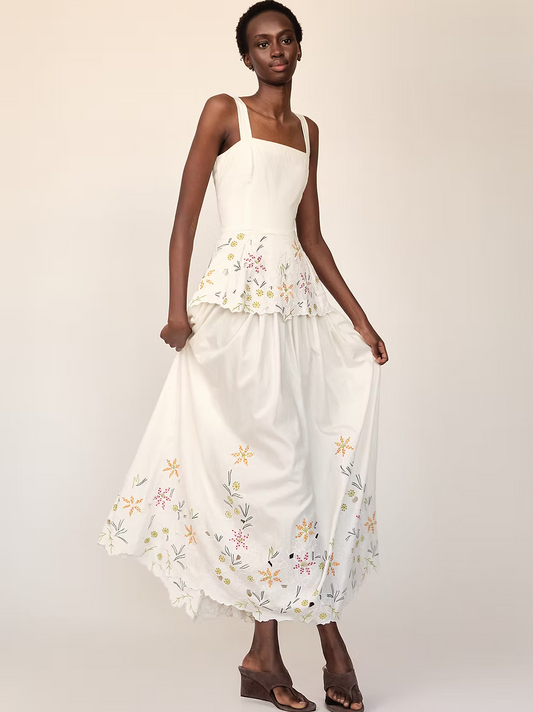 NUBE MAXI SCALLOPED DRESS IN WHITE