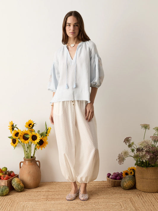 MALISSA EMBROIDERED BLOUSE in Sky
