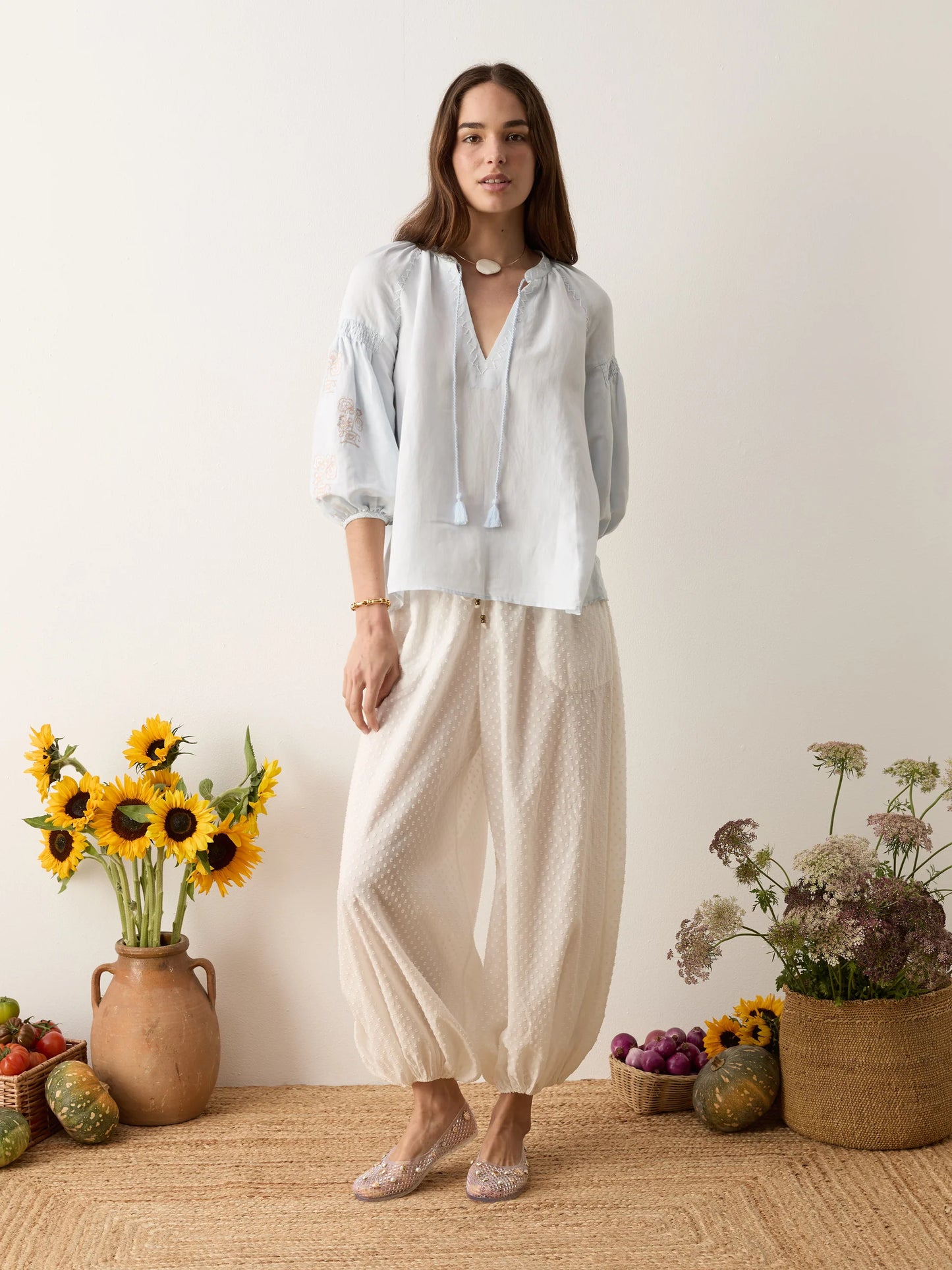 MALISSA EMBROIDERED BLOUSE in Sky