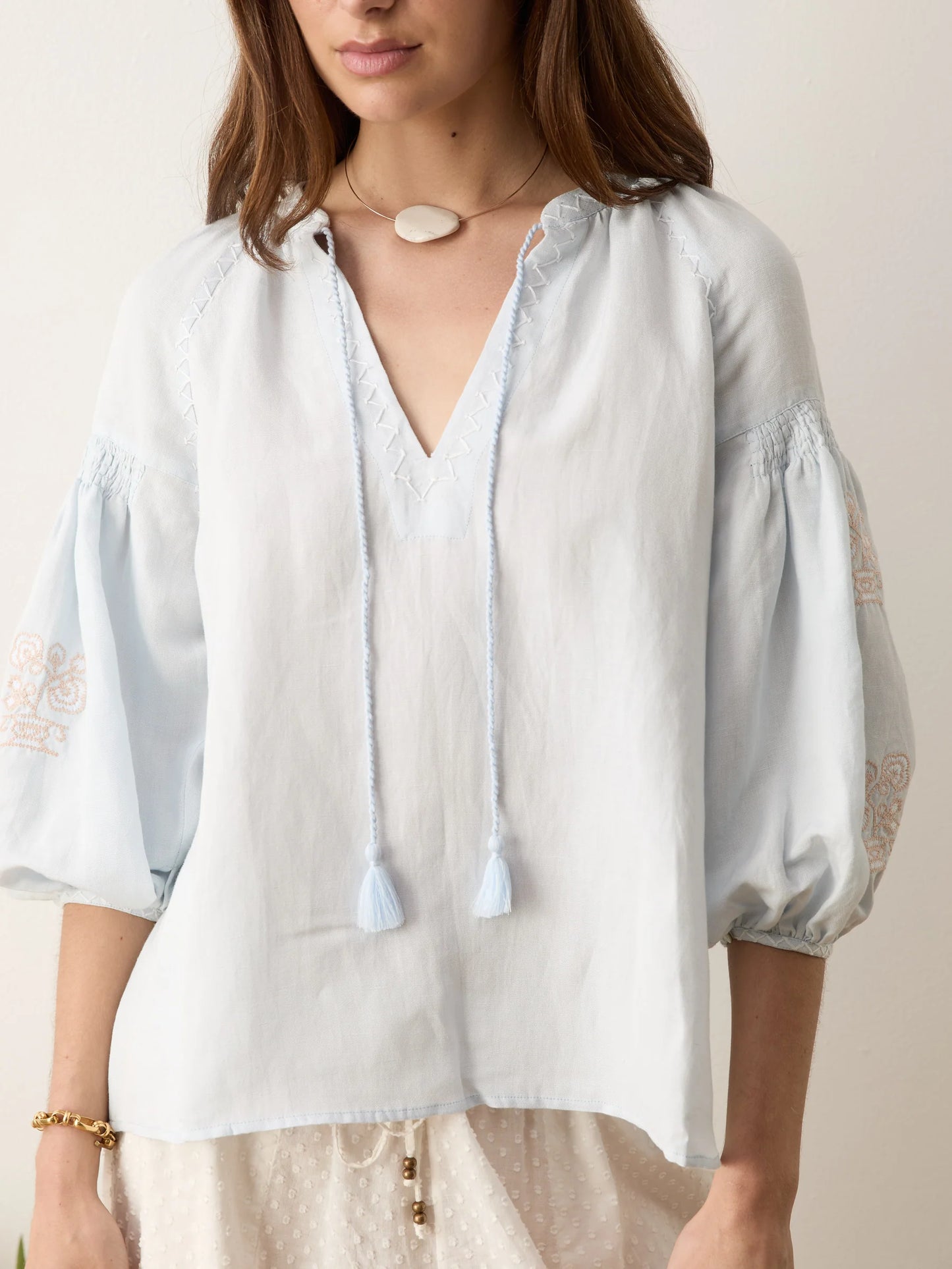 MALISSA EMBROIDERED BLOUSE in Sky