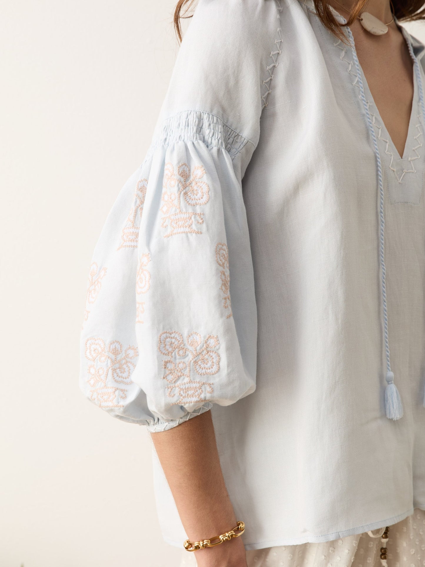 MALISSA EMBROIDERED BLOUSE in Sky