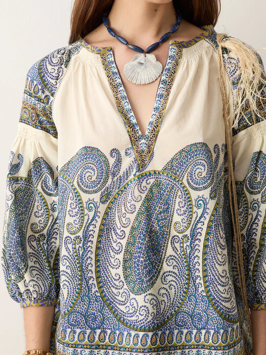 Arcadia Paisley Smock Blouse