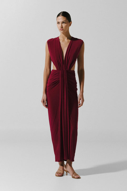 NIA MAXI DRESS in Vino