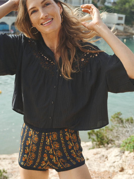 Starry Night Fluted Blouse