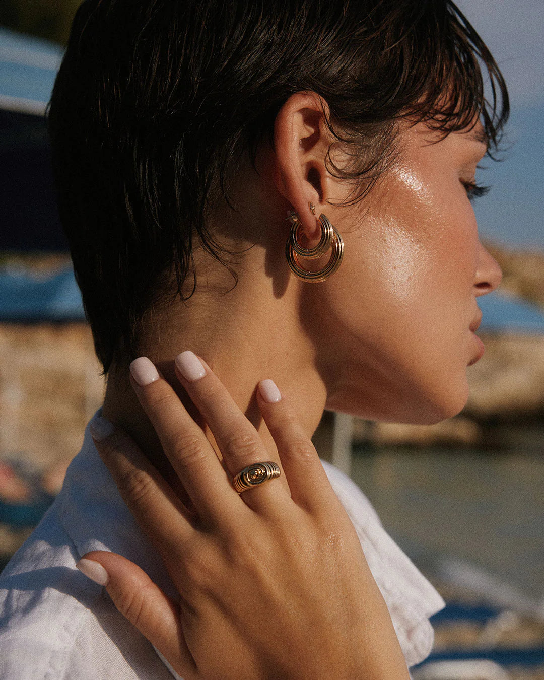Ridged Amalfi Hinge Hoops