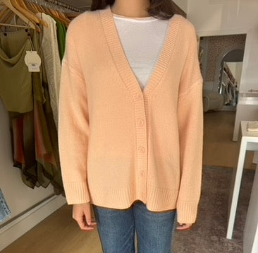 SIA RELAXED BUTTON UP CARDIGAN in Sherbet