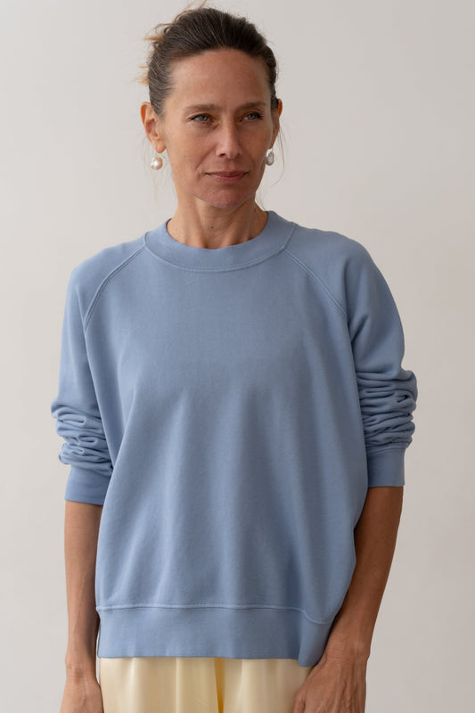 The Eco-Terry Crewneck in Cornflower
