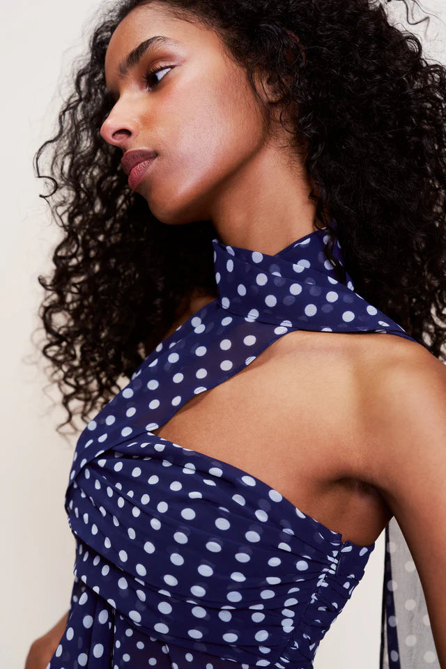 Polka Dot Chiffon Wrap Around Top
