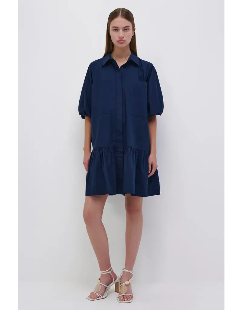 Crissy Cotton Poplin Dress in Navy