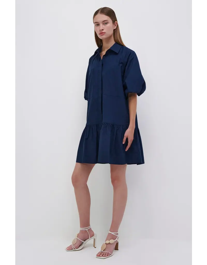 Crissy Cotton Poplin Dress in Navy