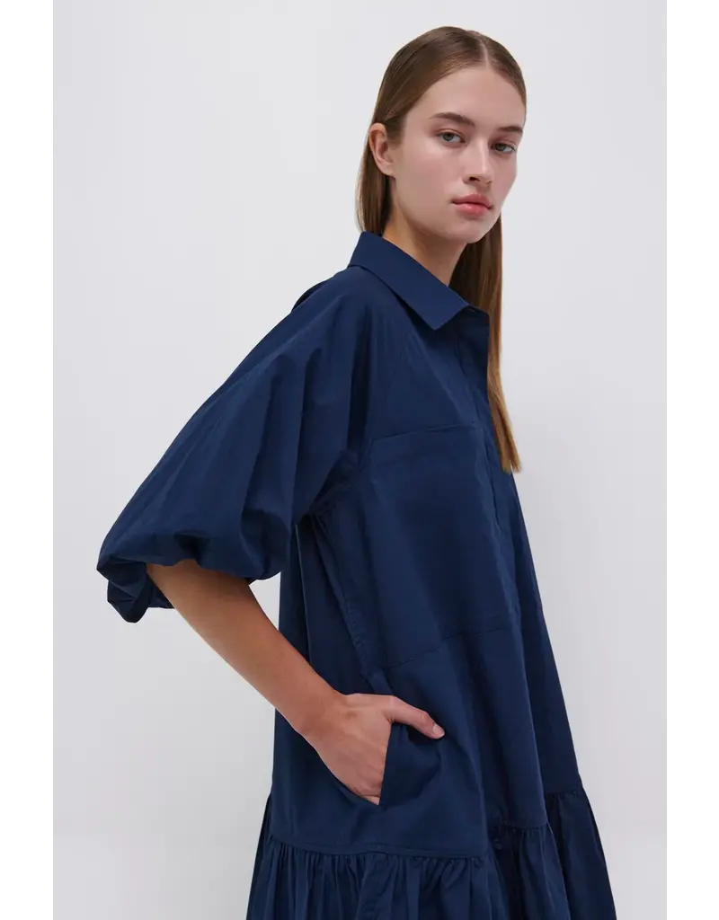 Crissy Cotton Poplin Dress in Navy