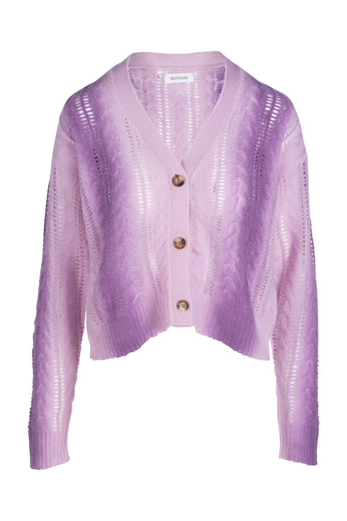 Cashmere Lofty Cable Cardigan in Lilac