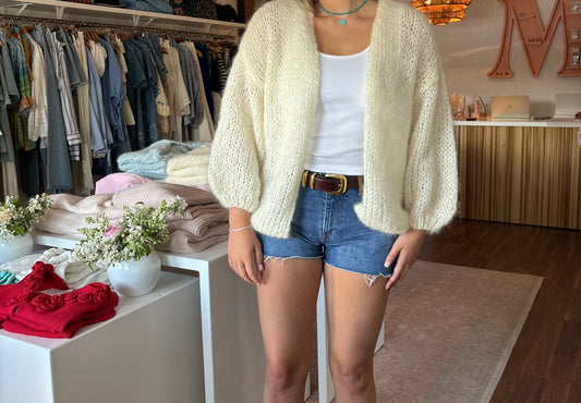 Mohair Cream Knit Cardigan