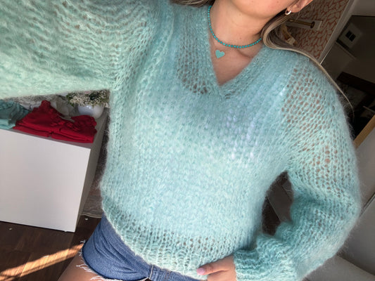 Mohair Pullover Knit in Mint