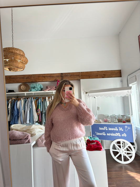 Mohair Pullover Knit in Rose