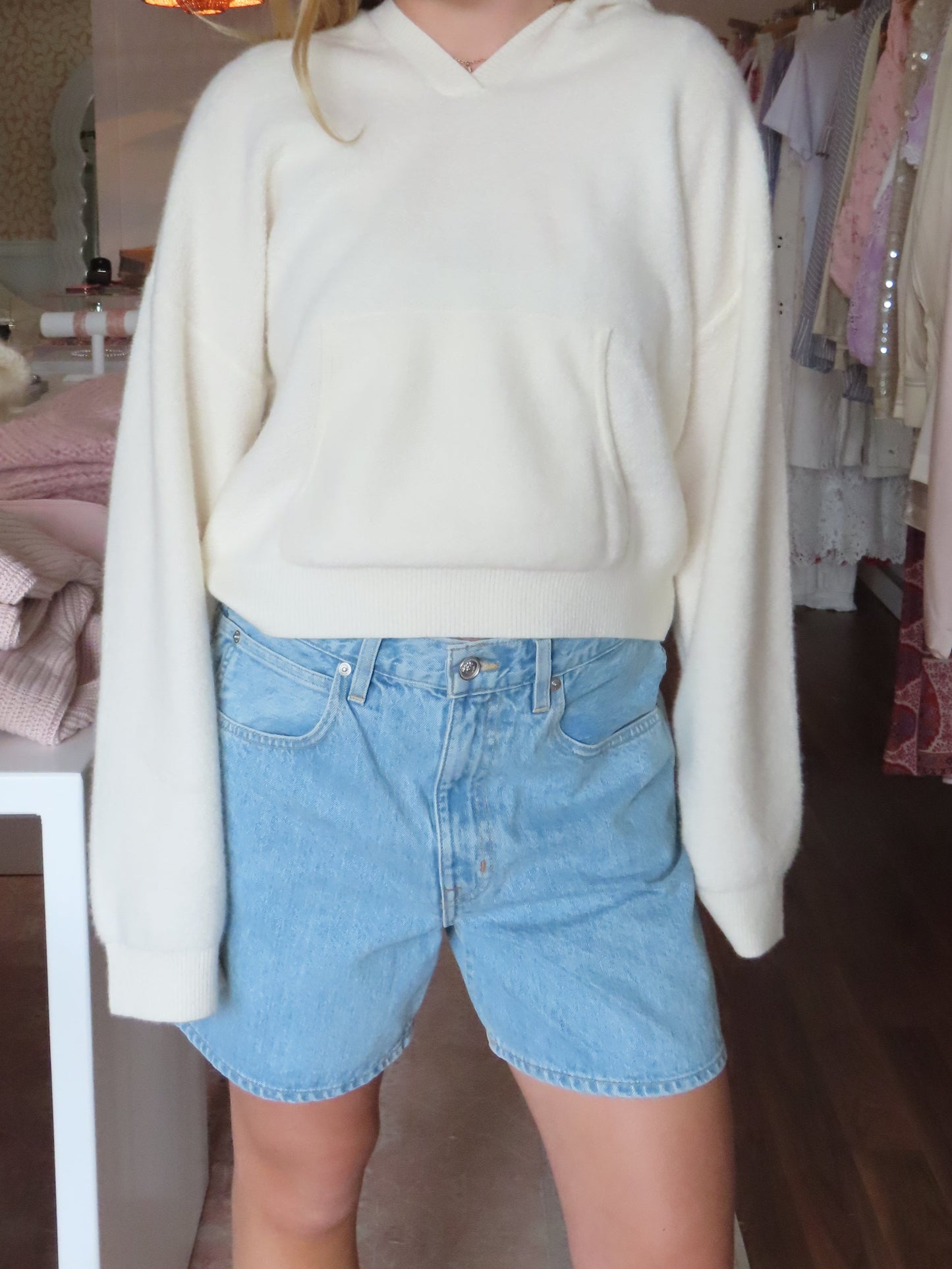 Kaycee Hooded Sweatshirt in Gardenia