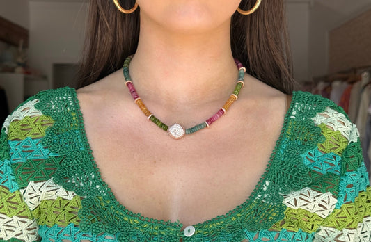 Rainbow Ripple Rose Gold Necklace