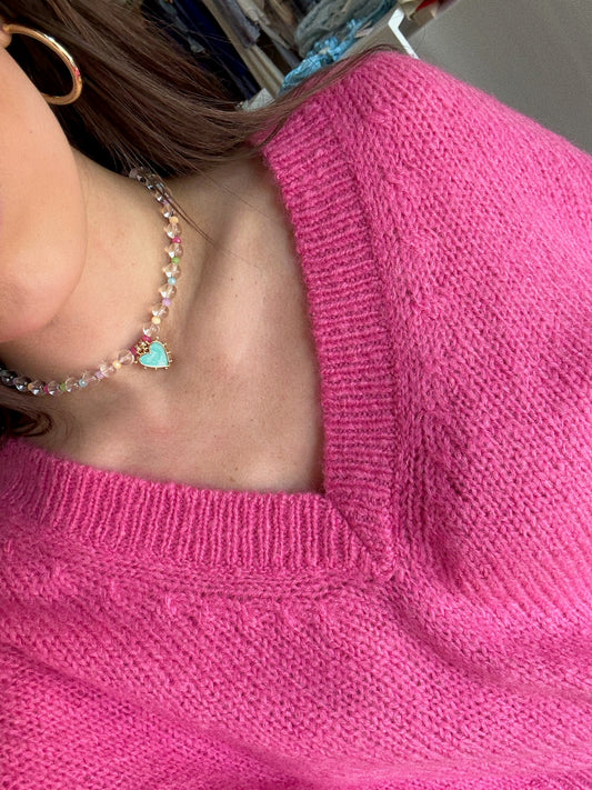 Turquoise Heart Beaded Necklace