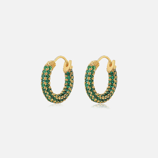 Pave Amalfi Huggies in Emerald