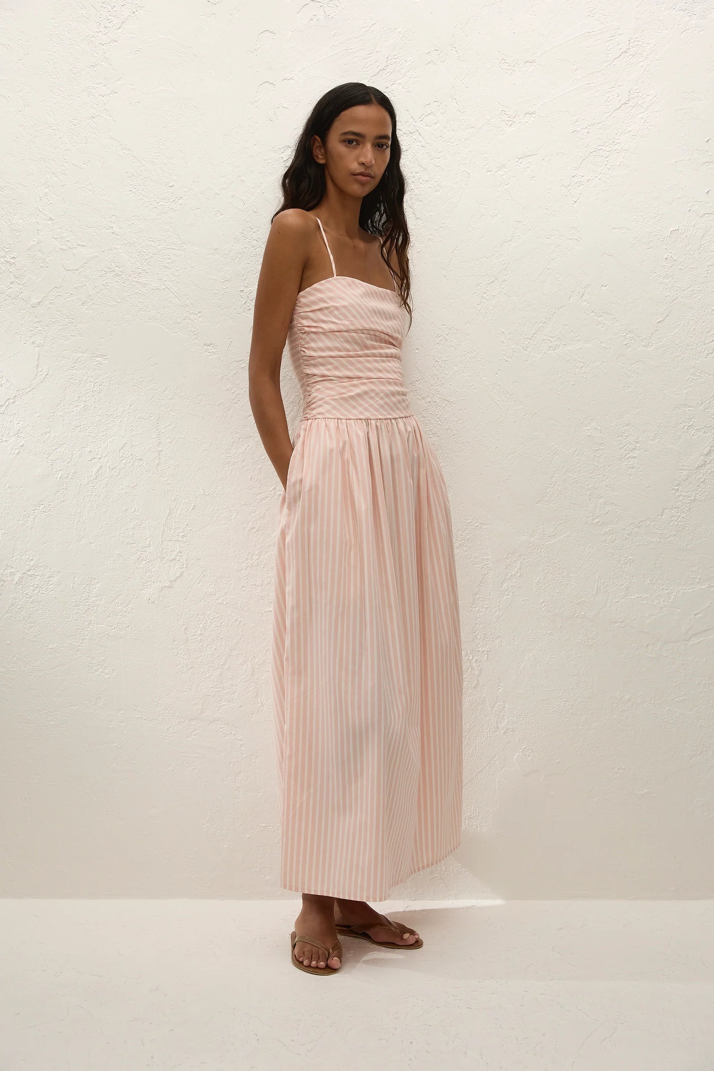 PORTLLIGAT MAXI DRESS in Carmen Stripe Peony White