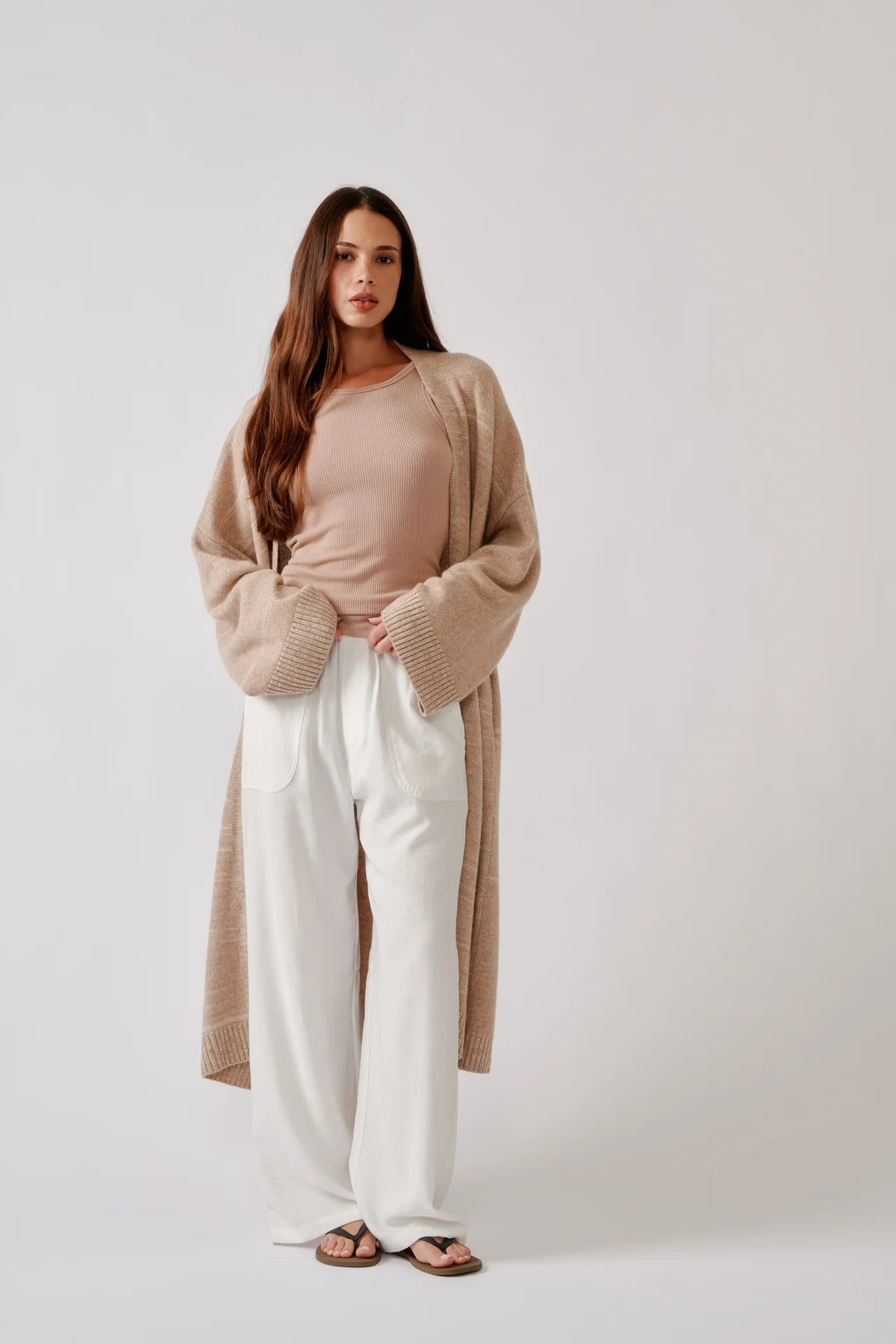CEDAR C SLOUCHY DUSTER in Dune Heather