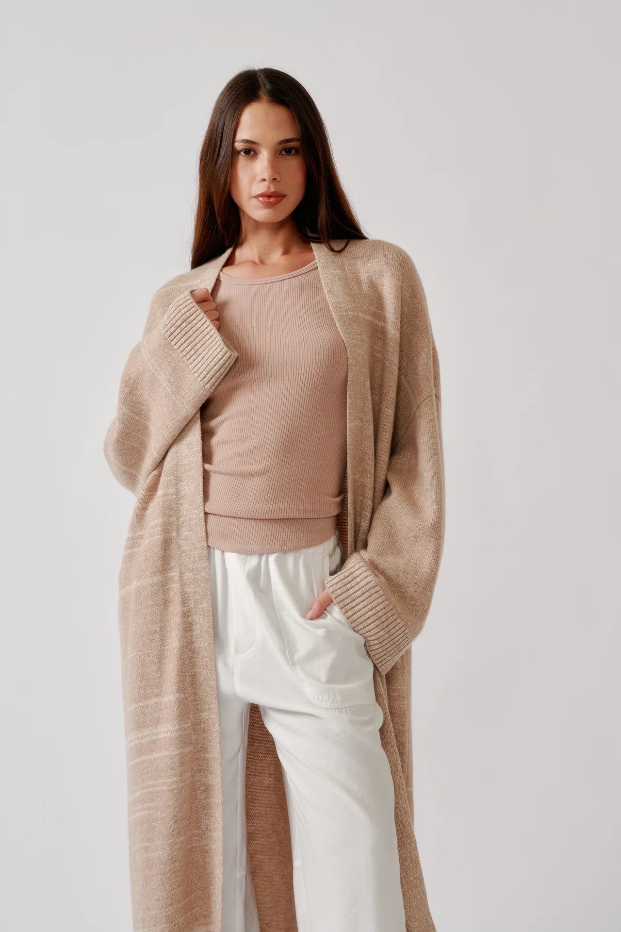 CEDAR C SLOUCHY DUSTER in Dune Heather