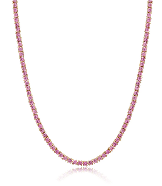 Mini Ballier Necklace Gold with Pink