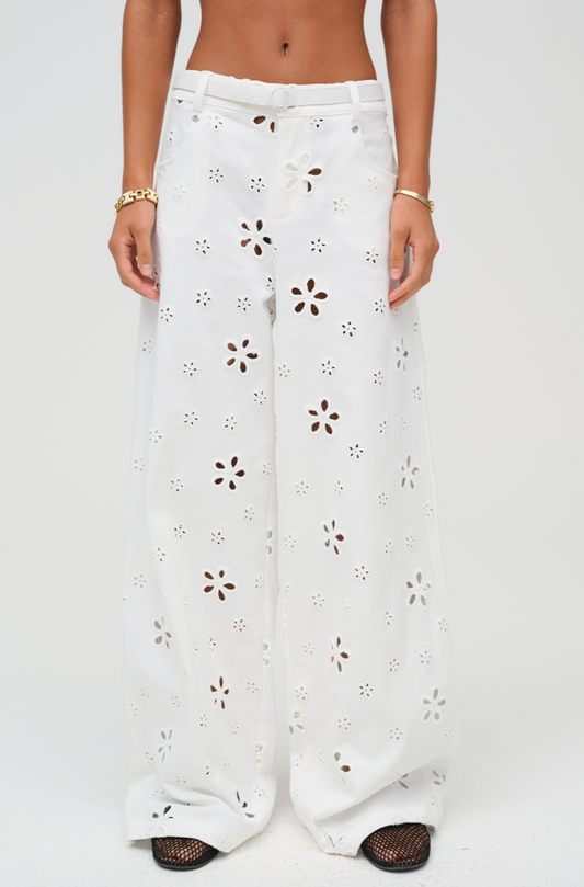 Daisy Eyelet Baggy Jean