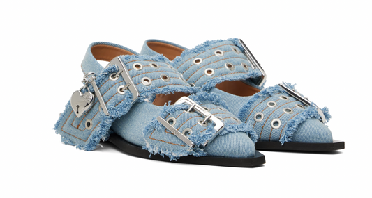 Feminine Buckle Ballerina Charms Denim