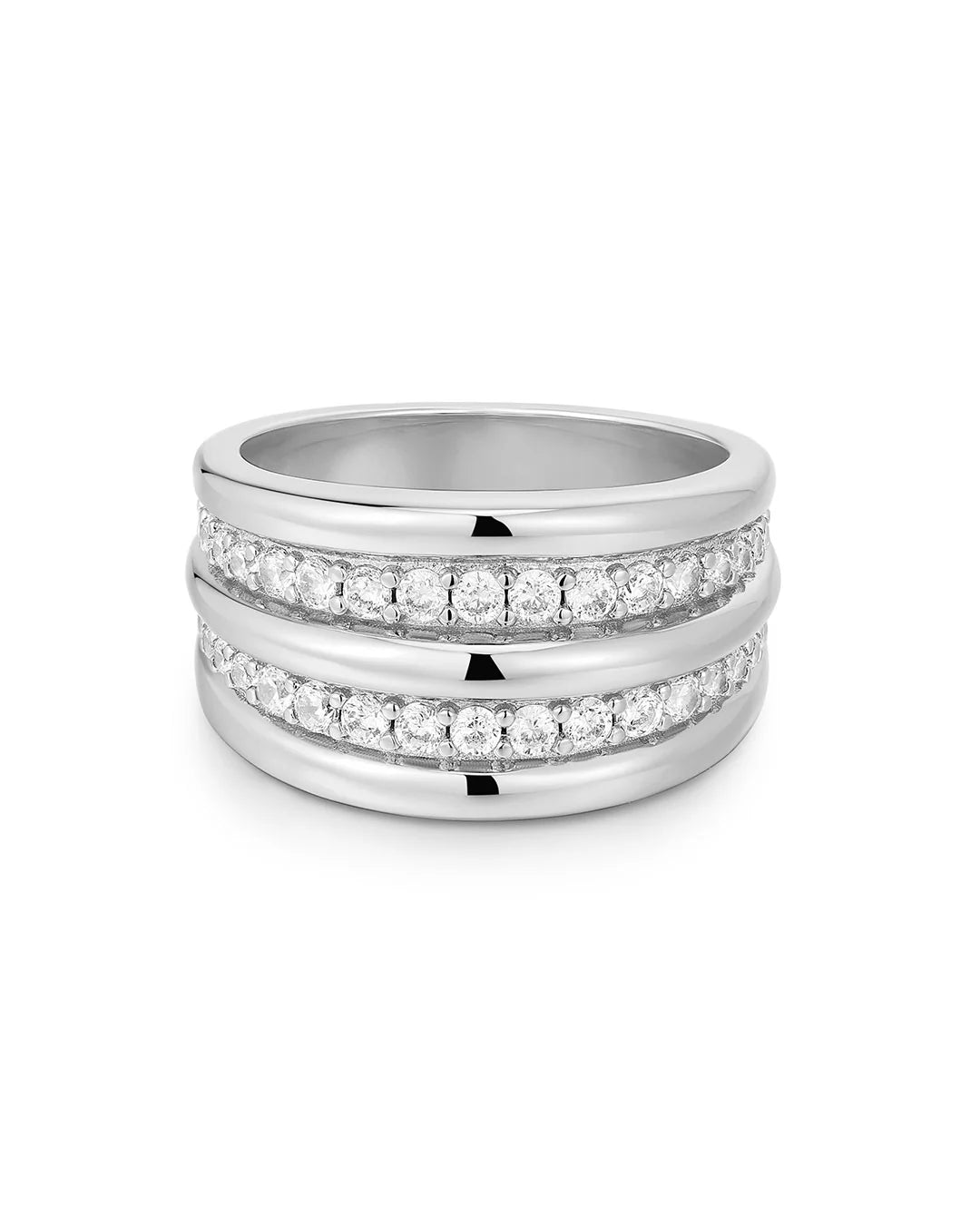 Pave Ridged Positano Ring