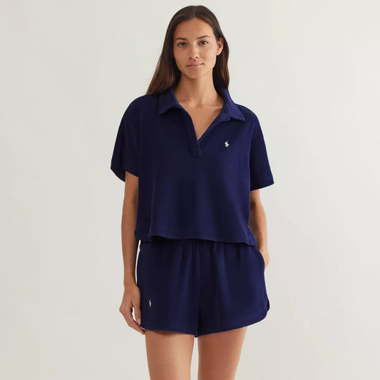 Collar Shirt and Short in Navy Blue