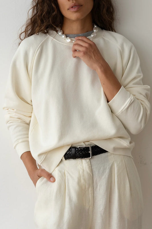 The Eco-Terry Crewneck in Creme