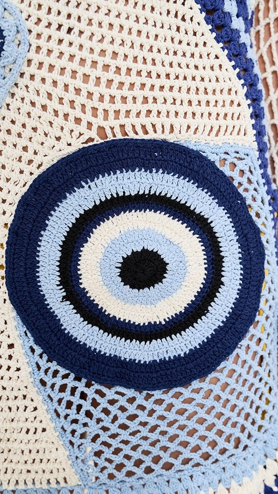 Dream Evil Eye Dress in White and Blue