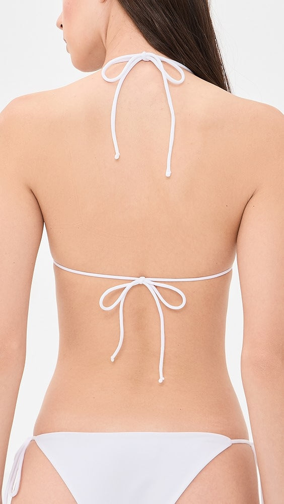 Micro Evil Eye Bikini Top in White and Blue