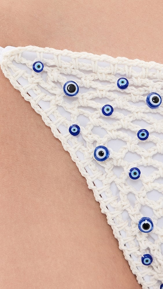 Micro Eye Bikini Bottom in White and Blue