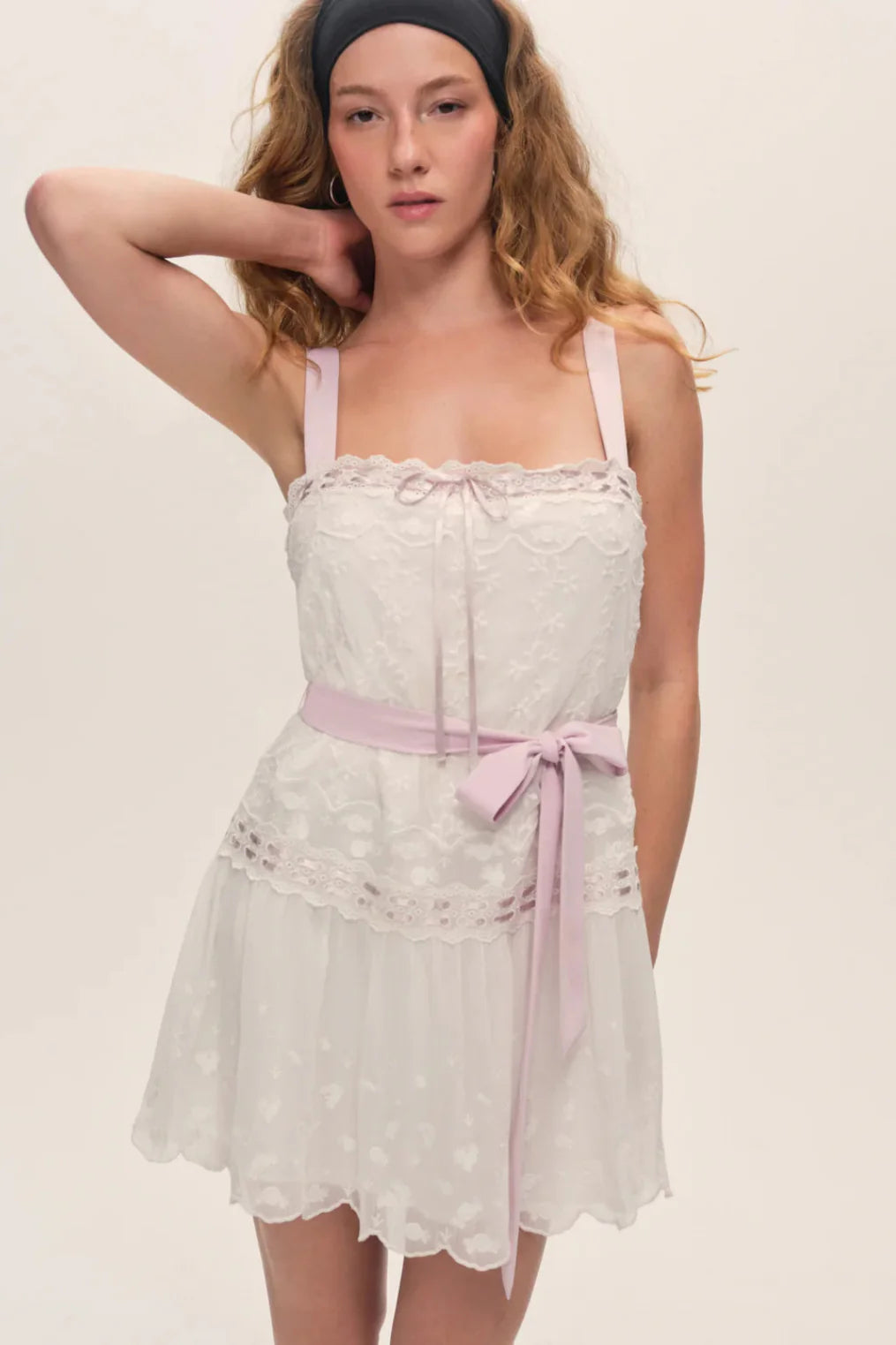 NOAH EMBROIDERED MINI DRESS in Vintage Cream
