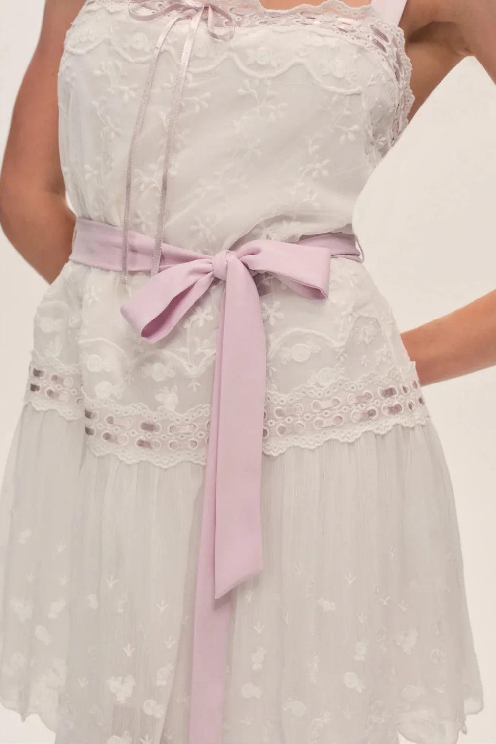 NOAH EMBROIDERED MINI DRESS in Vintage Cream