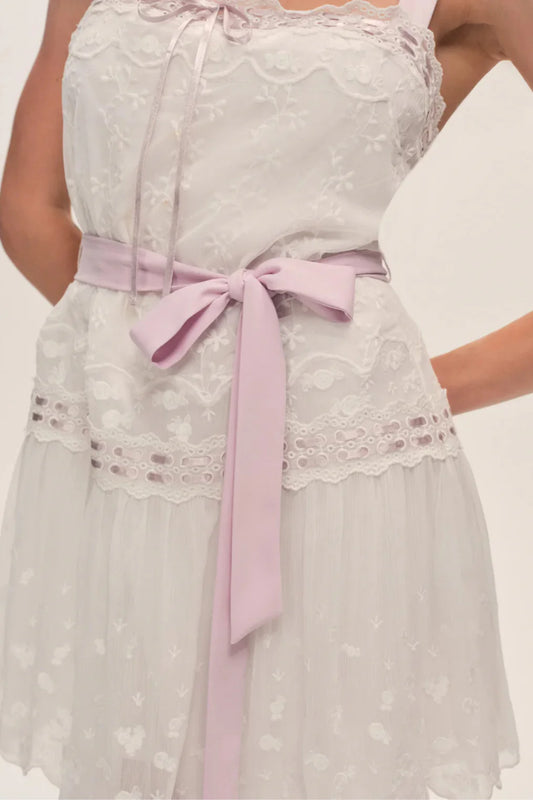 NOAH EMBROIDERED MINI DRESS in Vintage Cream