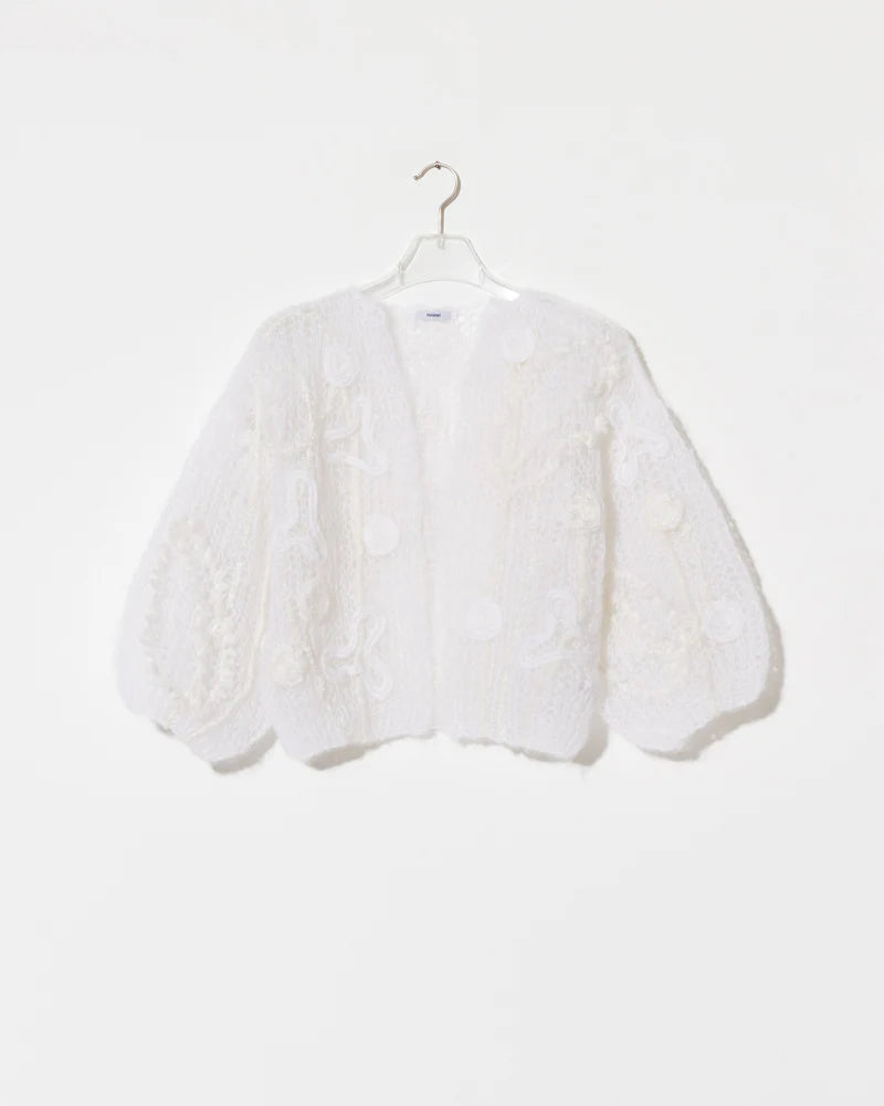 Mohair Floral Bomber Cardigan