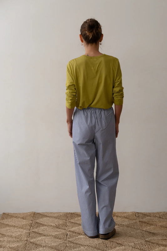 The Pop Simple Pant in Navy Stripe