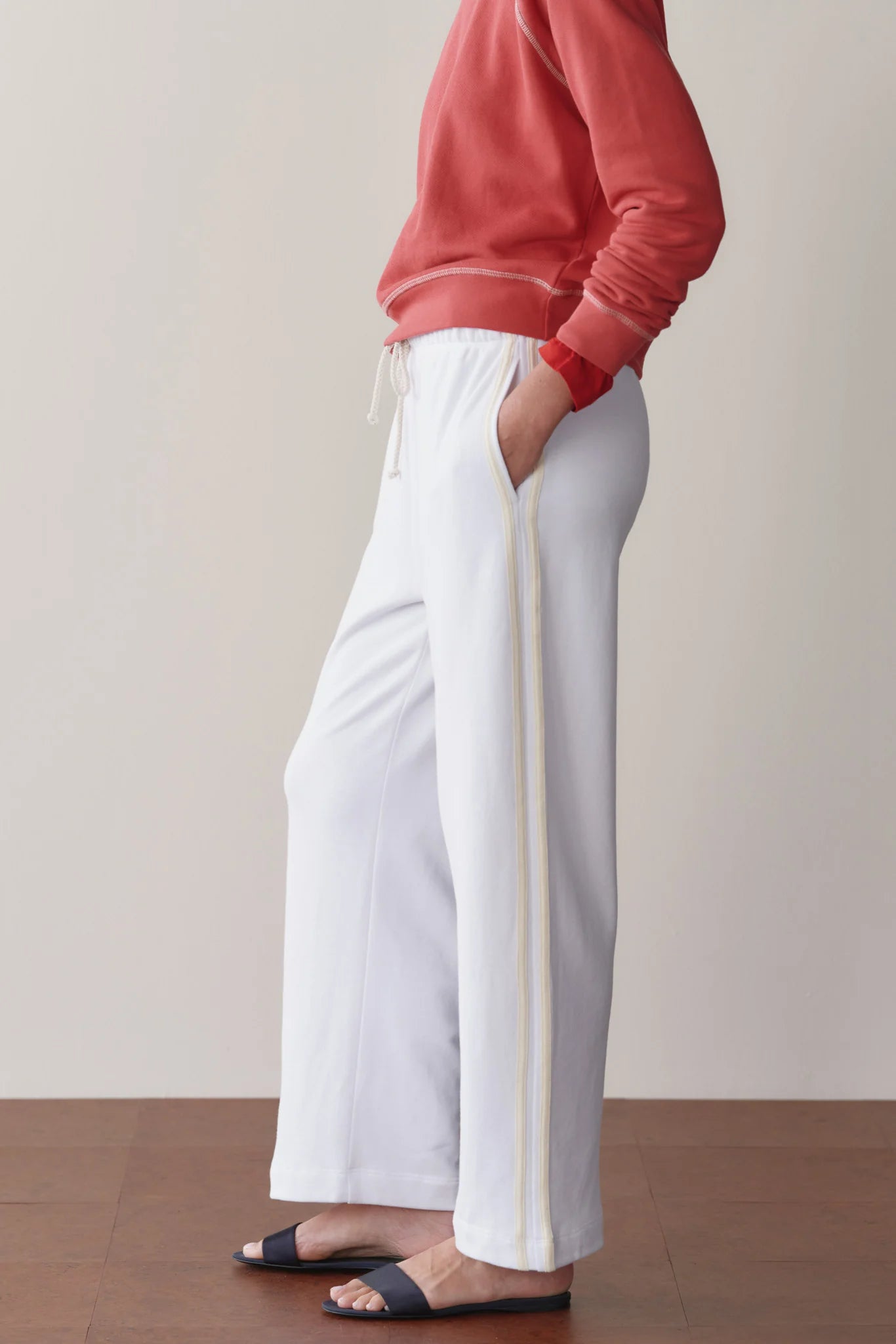 Eco Terry Stripe Crop Pant