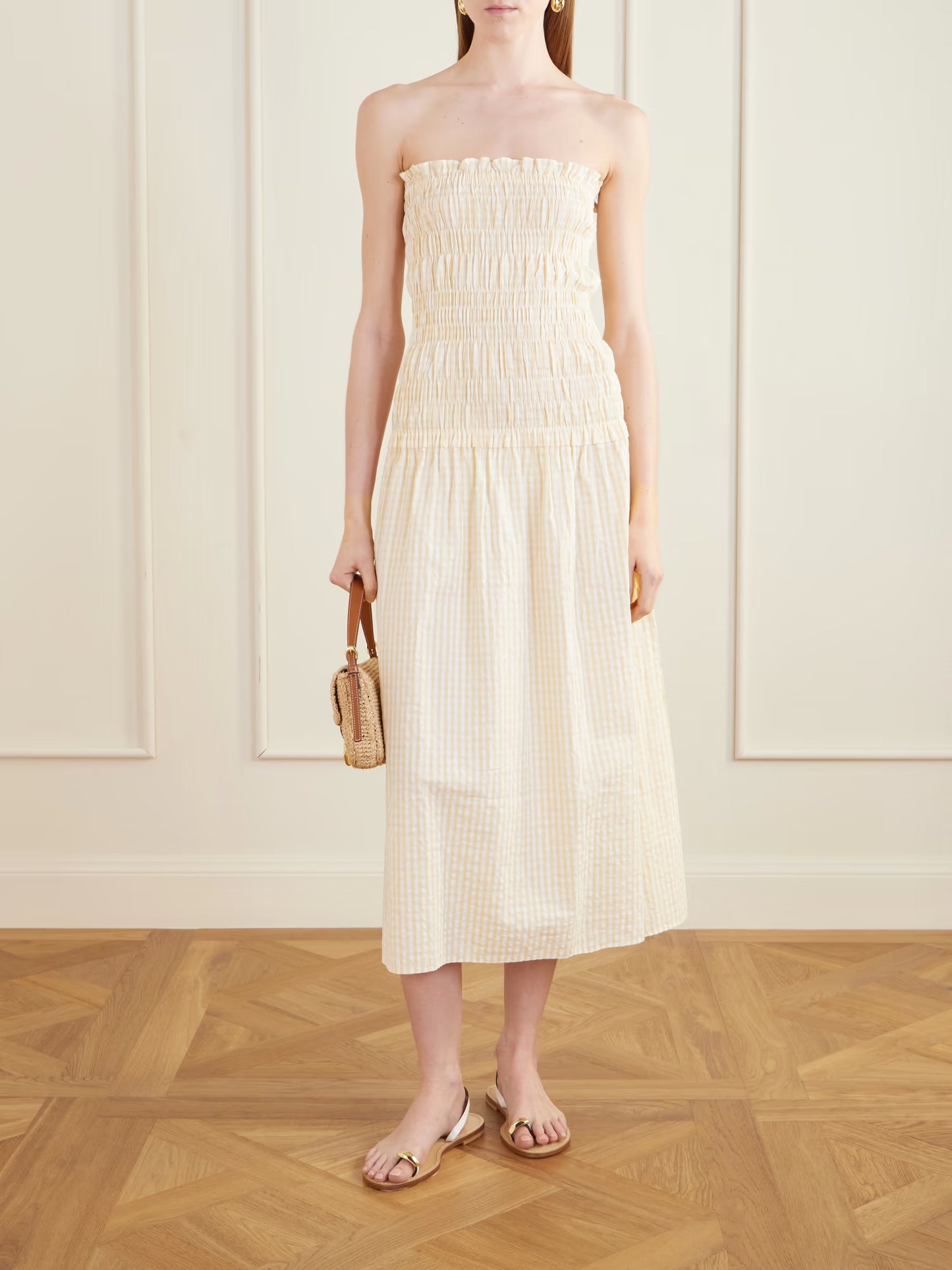 AMALITA MIDI DRESS in Butter Textured Gingham