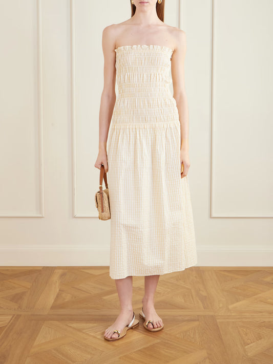 AMALITA MIDI DRESS in Butter Textured Gingham